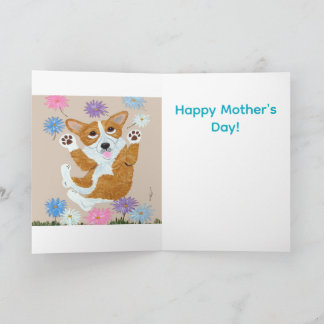Tarjeta Corgi and Butterflies Happy Mother's Day