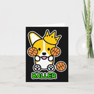 Tarjeta corgi Baller Baloncesto Cute galés perro de corgi