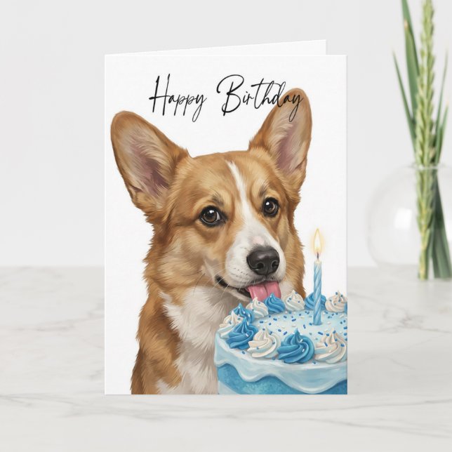 Tarjeta Corgi Birthday Cake Inspector (Anverso)