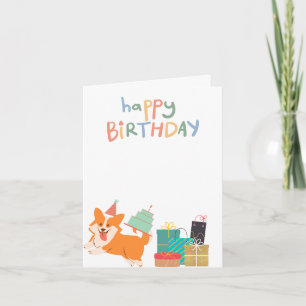 Tarjeta Corgi Brillante y Lindo Feliz Cumpleaños