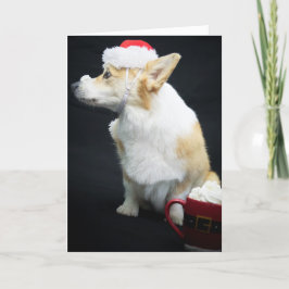 Tarjeta Corgi con Crema Batida en su Nariz Navidad