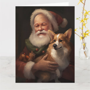 Tarjeta Corgi Con Navidades festivos de Santa Claus