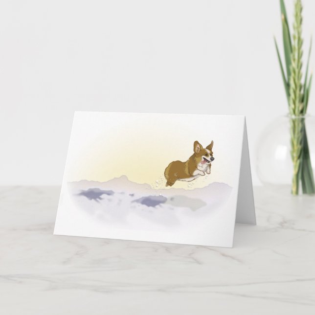 Tarjeta Corgi de la nieve (Anverso)