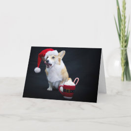 Tarjeta Corgi de Navidad Lamiendo sus Labios 