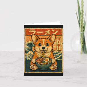 Tarjeta Corgi divertido de ramen kawaii fideos japoneses C