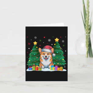 Tarjeta Corgi Dog Amantes de Santa Hat Navidades feos suét
