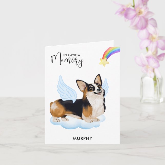 Tarjeta Corgi Dog Angel Memorial Mascota Loss Sympathy (Orquídea)