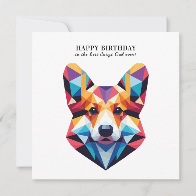 Tarjeta Corgi Dog Dad Cumpleaños Personalizado Moderno (Anverso)
