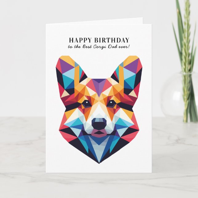 Tarjeta Corgi Dog Dad Cumpleaños Personalizado Moderno (Anverso)