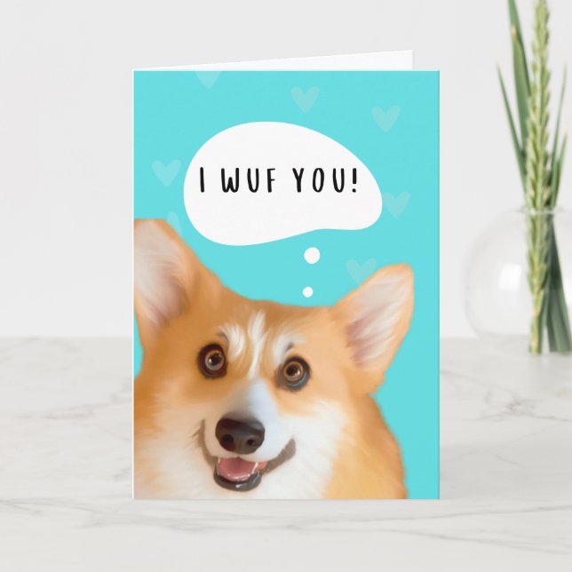 Tarjeta Corgi El día de San Valentín Card Aqua (Anverso)