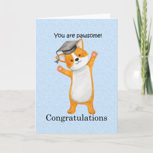 Tarjeta Corgi felicitaciones graduación lindos felicitacio (Anverso)