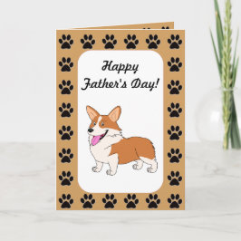 Tarjeta Corgi feliz Galés del día de padre