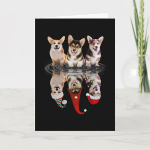 Tarjeta corgi feliz navidad divertido disfraz perro
