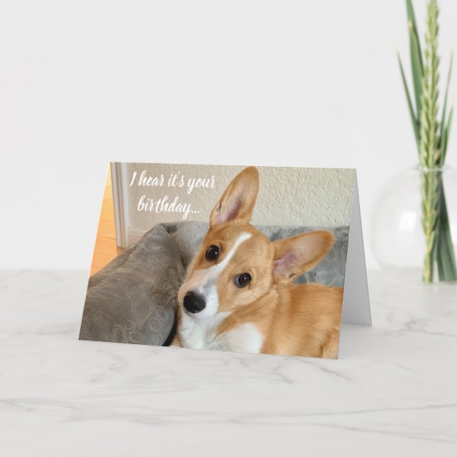 Tarjeta Corgi Foto Graciosa Perro Enamorado Cumpleaños (Anverso)