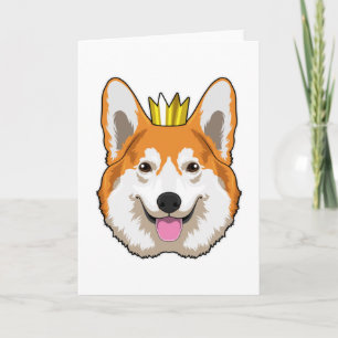 Tarjeta Corgi galés con corona