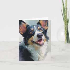 Tarjeta Corgi galés de Cardigan acuarela