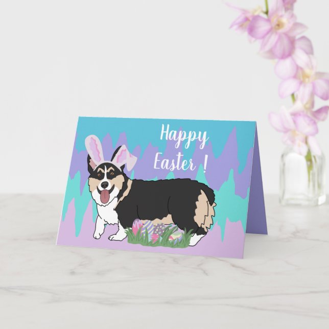 Tarjeta Corgi galés de Pascua (Orquídea)