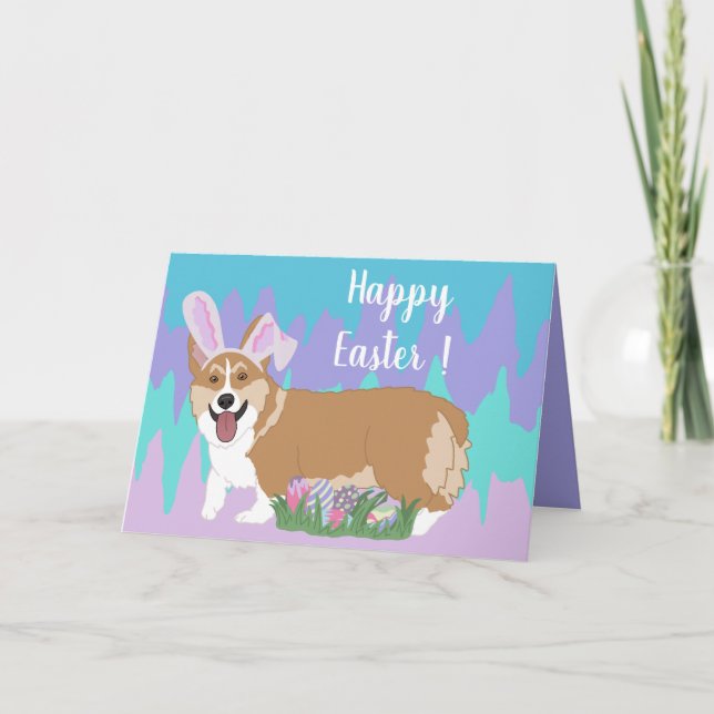 Tarjeta Corgi galés de Pascua (Anverso)