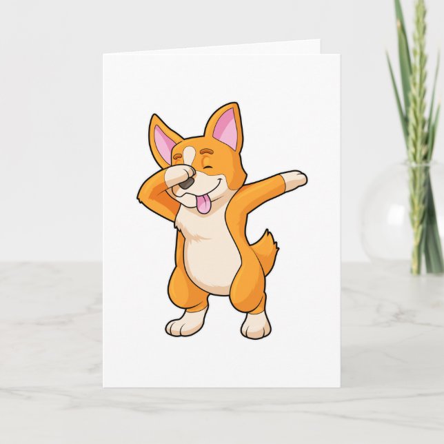 Tarjeta Corgi Galés en Baile Hip Hop Dab (Anverso)
