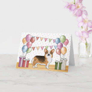 Tarjeta Corgi Galés Pembroke de Cabeza Roja Feliz Cumpleañ