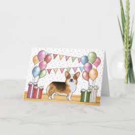 Tarjeta Corgi Galés Pembroke de Cabeza Roja Feliz Cumpleañ