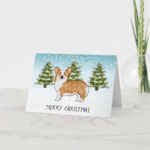 Tarjeta Corgi Galés Pembroke Rojo Navidad Alegre