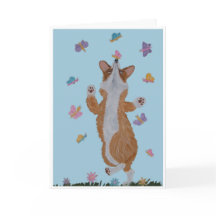 Corgi galés y Mariposas ¡Feliz Cumpleaños!