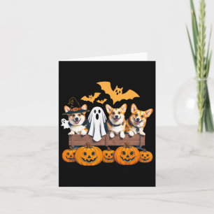 Tarjeta Corgi Halloween Trio Funny Spooky Dog Lover