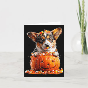 Tarjeta Corgi Lindo de Mujer que Gotea Calabaza Candy Corn