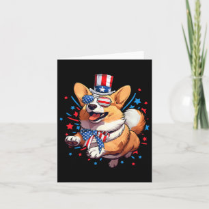 Tarjeta Corgi Perro 4 De Julio Bandera Americana Usa Patri