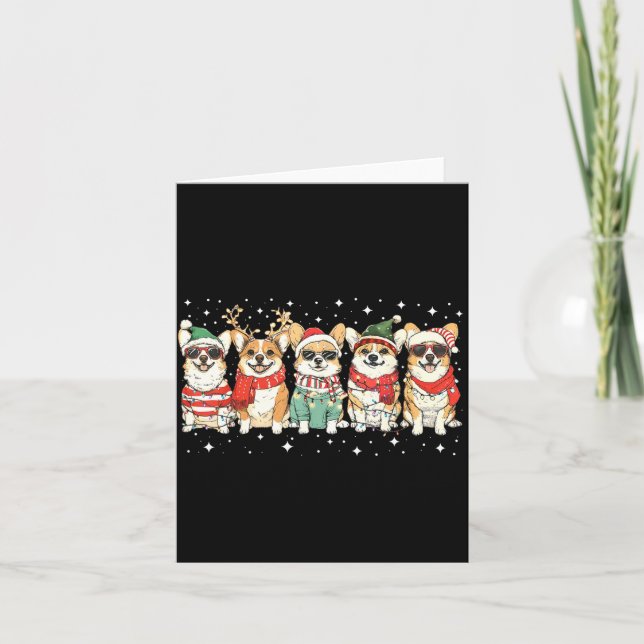 Tarjeta Corgi Santa Christmas Lights Xmas Pj Dog Lover Mer (Anverso)