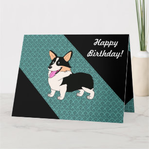 Tarjeta Corgi tricolor divertido del feliz cumpleaños