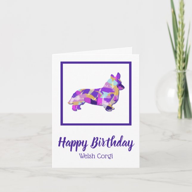 Tarjeta Corgi Welsh Dog Silhouette Cute PPY&B Cumpleaños (Anverso)