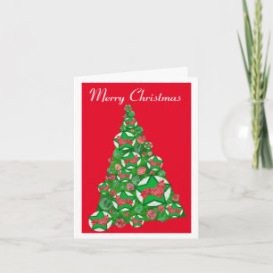 Tarjeta Corgi Welsh Perro Silhouette Árbol de Navidad Rojo
