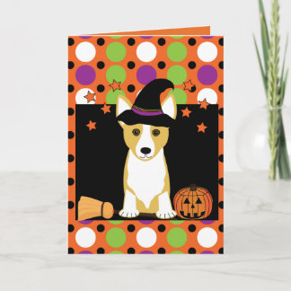 Tarjeta Corgi Witch Halloween