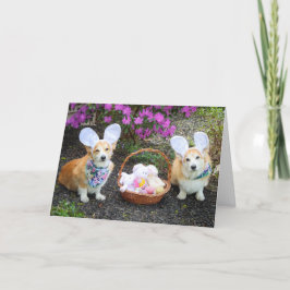 Tarjeta Corgis conejos de Pascua de saludo