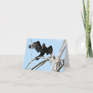 Tarjeta Cormorán usando las alas a equilibrar