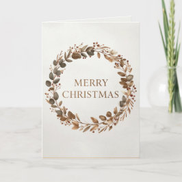 Tarjeta Corona Botánica Elegante Feliz Navidad Fiesta