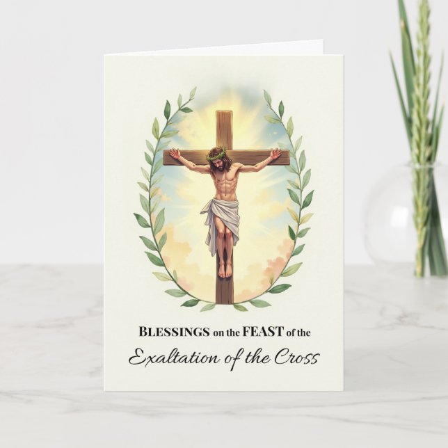 Tarjeta Corona de Bendiciones para el Día de la Exaltación (Anverso)