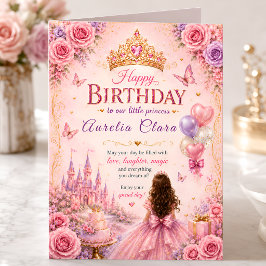 Tarjeta Corona de cumpleaños de princesa elegante