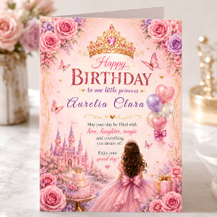 Tarjeta Corona de cumpleaños de princesa elegante