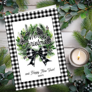 Tarjeta Corona de fiesta navideña Feliz Navidad sin foto