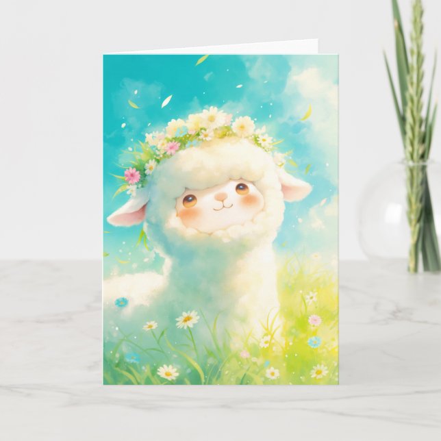 Tarjeta Corona de Flores de Alpaca Felicidad (Anverso)
