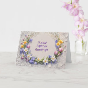 Tarjeta Corona de flores de bienvenida del equinoccio de p