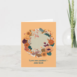 Tarjeta Corona de flores secas radiantes religiosa