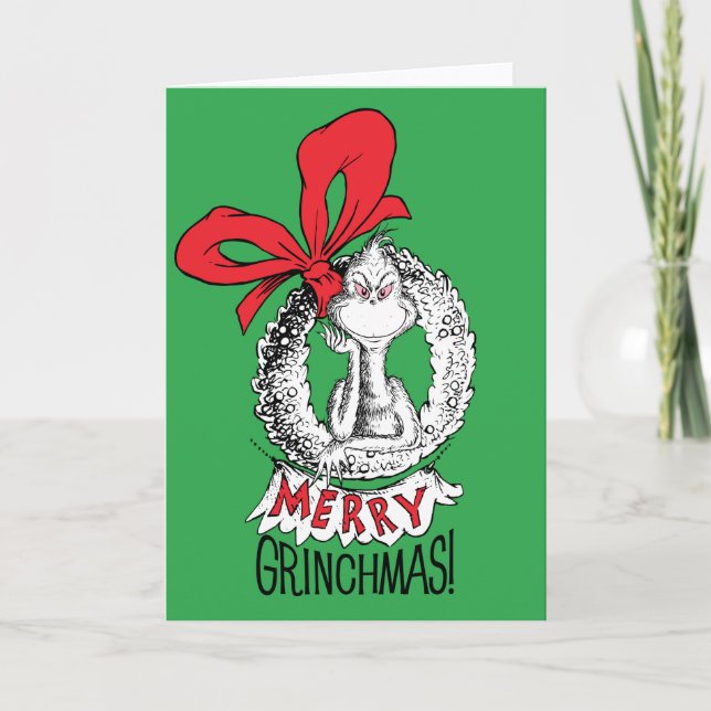 Tarjeta Corona de Grinchmas Feliz Grinch (Anverso)