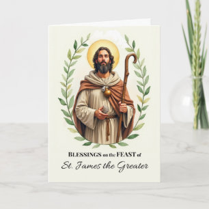 Tarjeta Corona de hojas del día de la fiesta de Santiago e