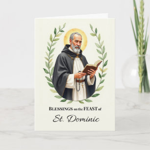Tarjeta Corona de hojas del día de la fiesta de Santo Domi