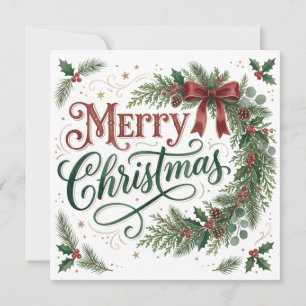 Tarjeta Corona de Navidad con Letra a Mano Foto