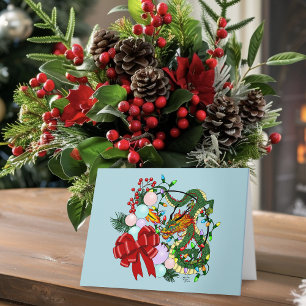 Tarjeta Corona de Navidad de dragón chino de fantasía